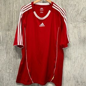 Adidas Red Embroidered Pullover Athletic Shirt With White Trim- XL